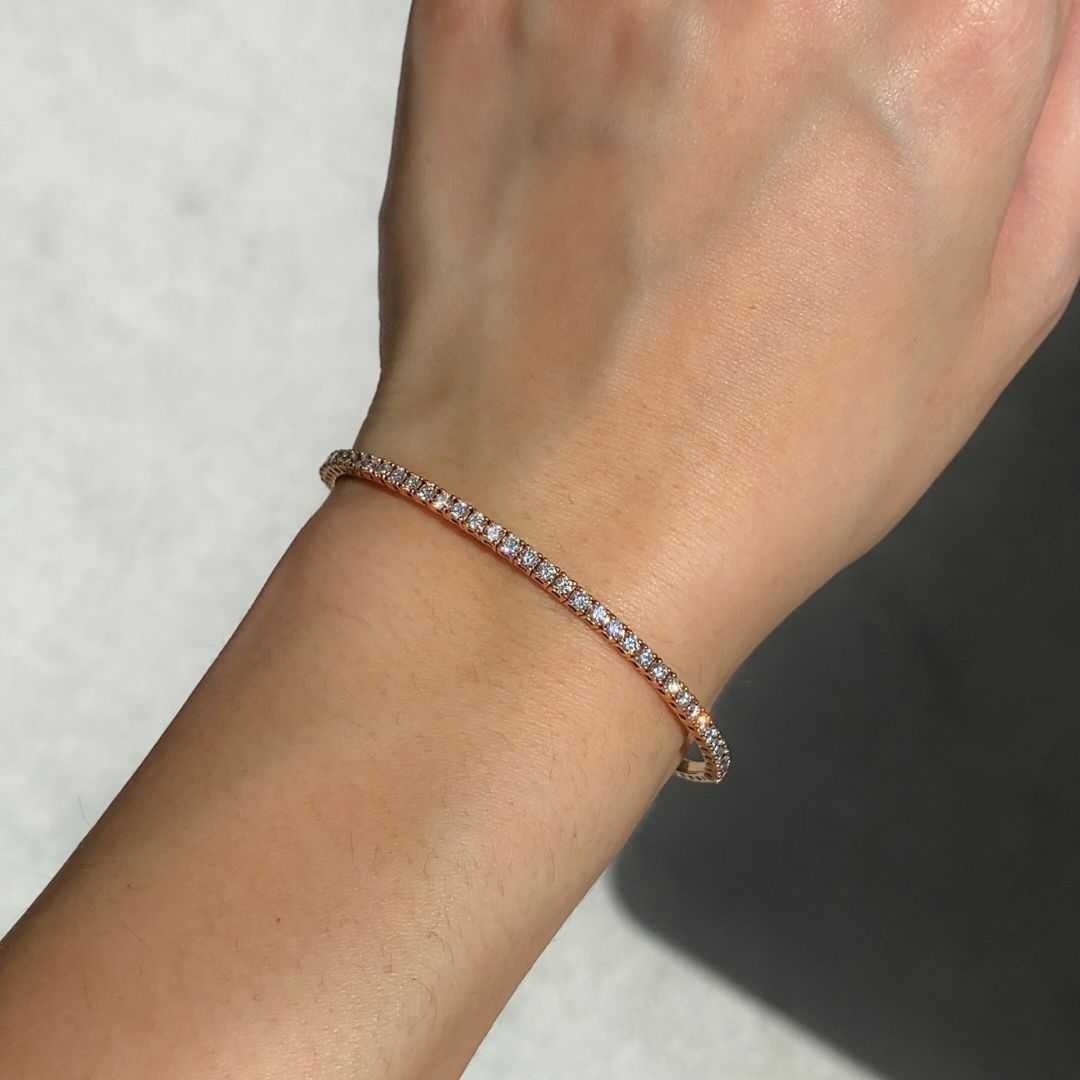 1.30ct Lab Grown Round Diamond Rose Gold Flexible Bangle