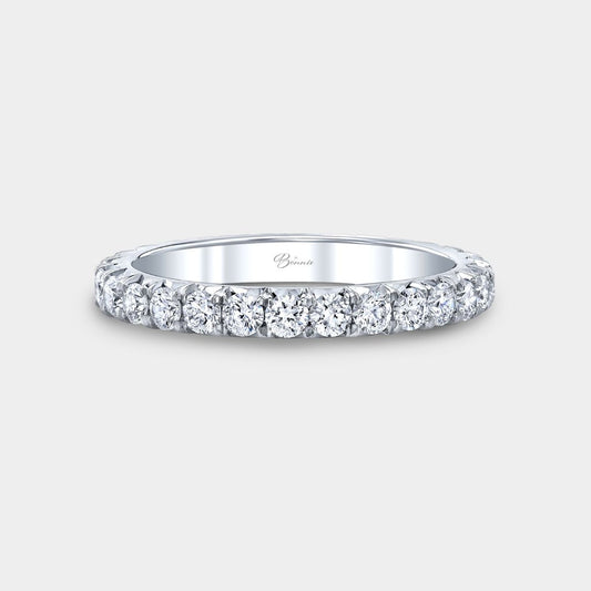 1 carat round diamond French pave eternity platinum wedding band