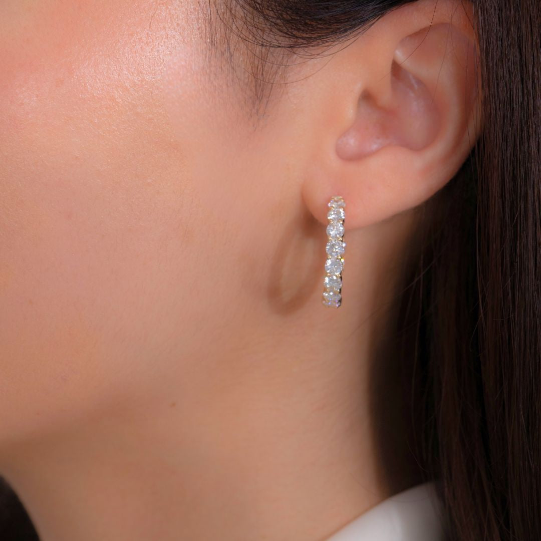 4.20ct 1 Inch Lab Diamond 14k Yellow Gold Hoop Earrings