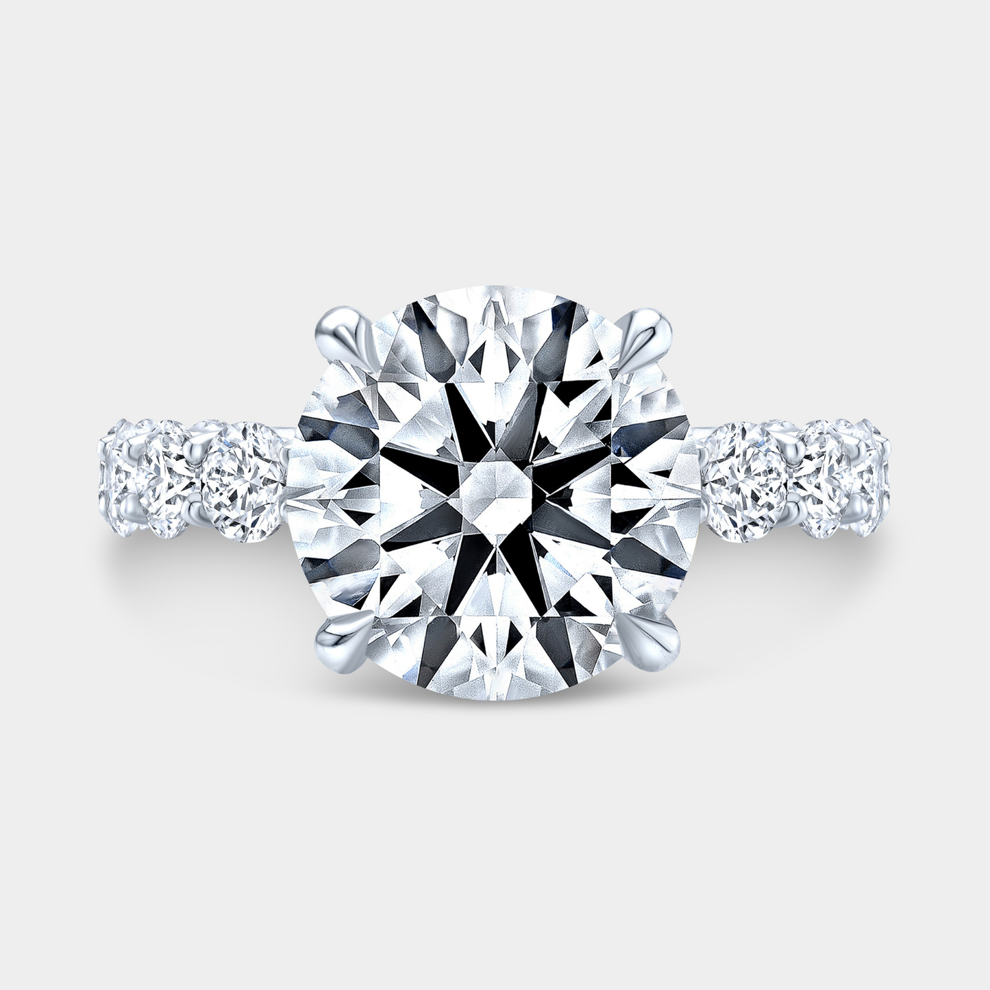Round Diamond 4 Prong Eloise Trellis Platinum Engagement Ring