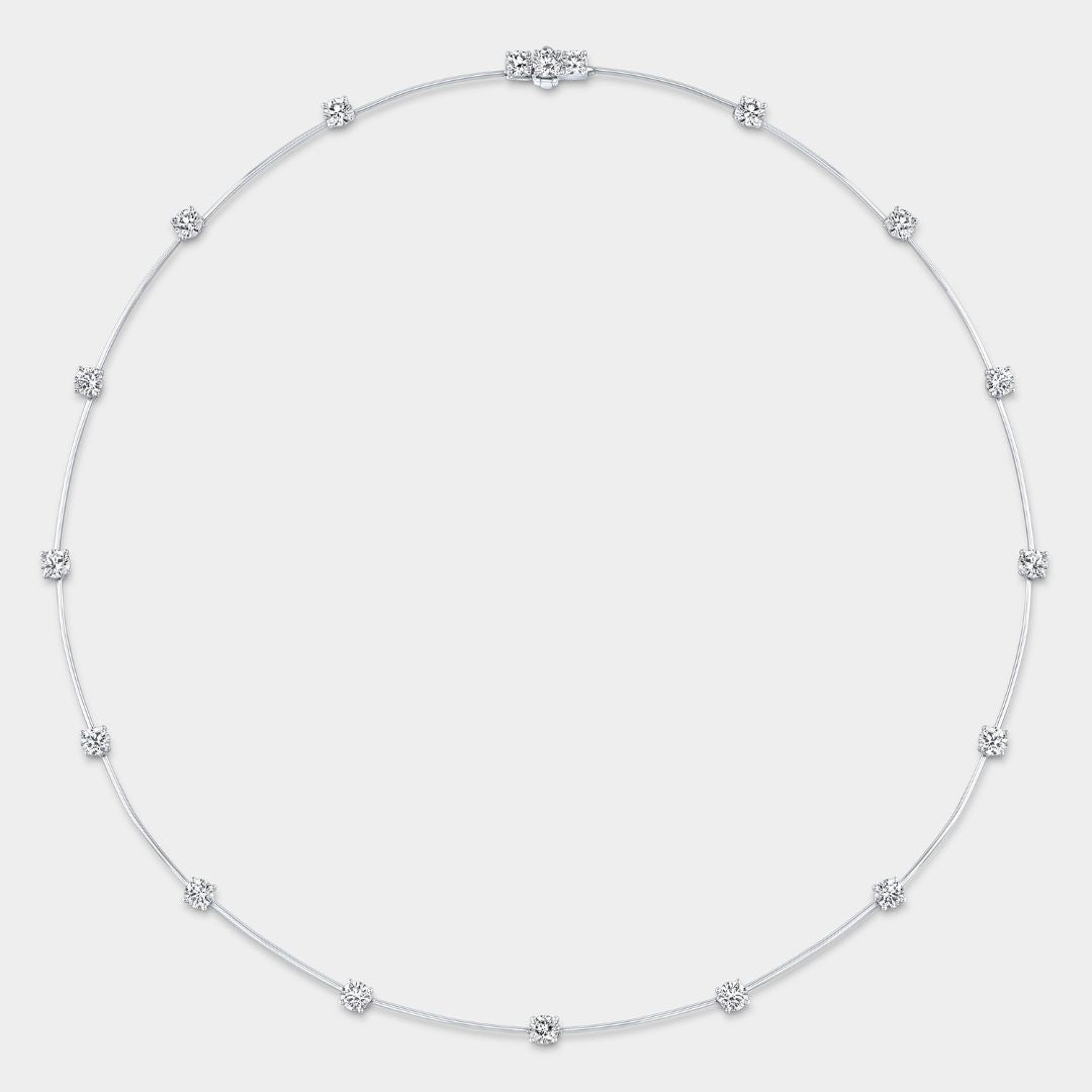 4ct Dainty Floating Round Diamond Station Necklace