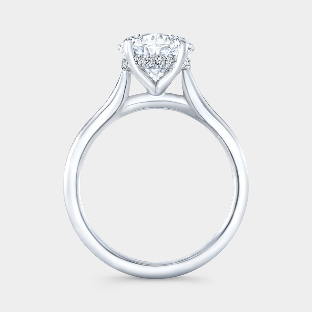 2.52ct Lab Grown Oval Diamond Hidden Halo Tapered Cathedral Solitaire Platinum Engagement Ring