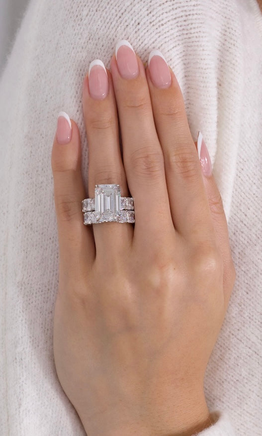 10ct Emerald Cut Diamond Engagement Ring Wedding Set
