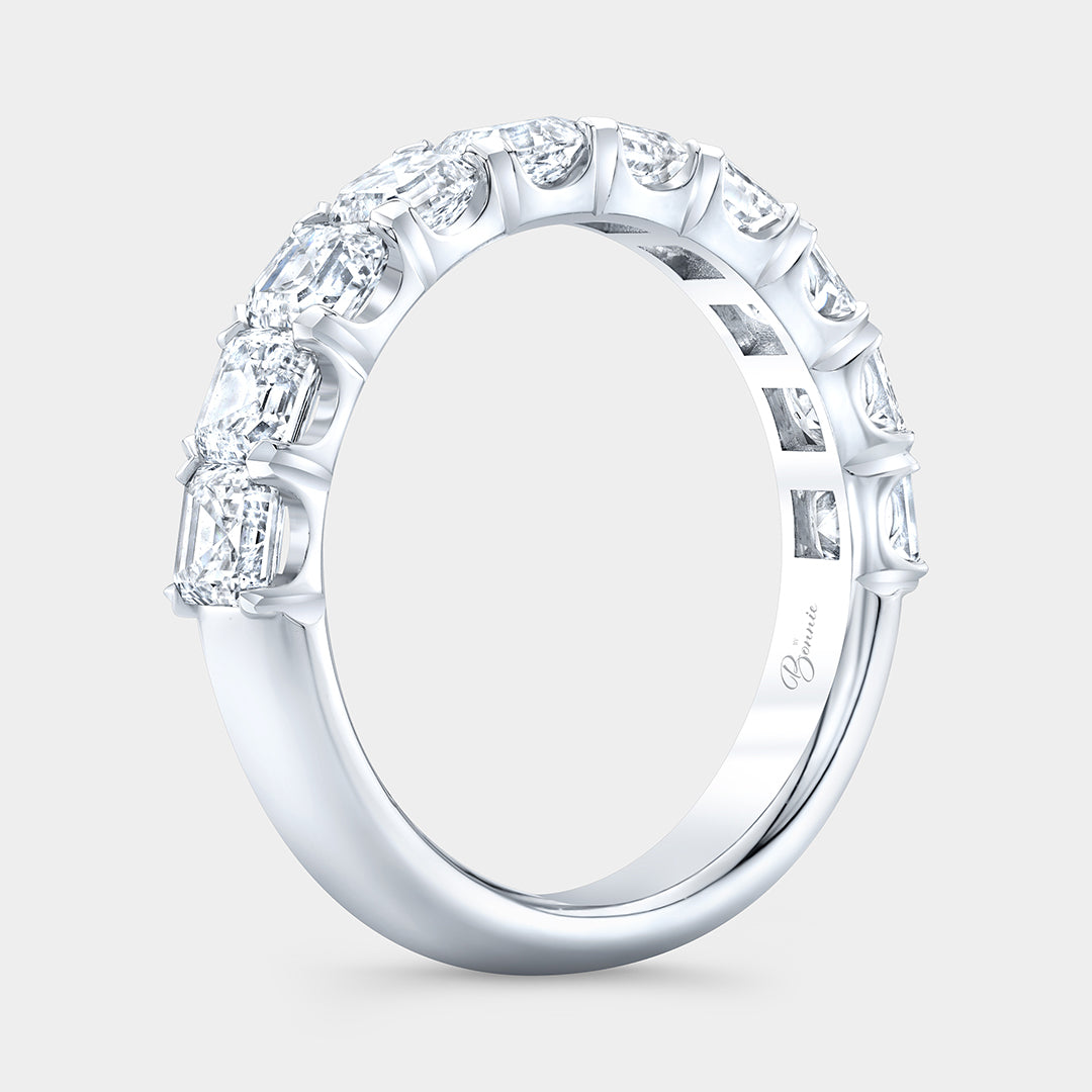 4ct Lab Grown Asscher Diamond Chloe 4.0mm Platinum Wedding Band