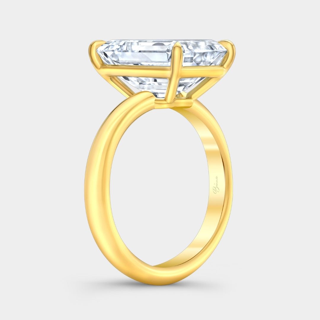 Emerald Diamond Hybrid Solitaire Yellow Gold Engagement Ring
