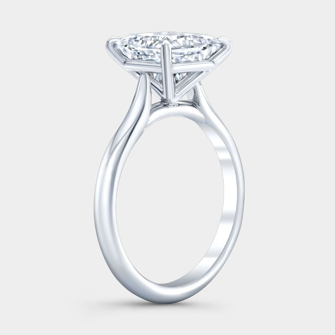 Princess Diamond Tapered Cathedral Knife Edge Solitaire Platinum Engagement Ring