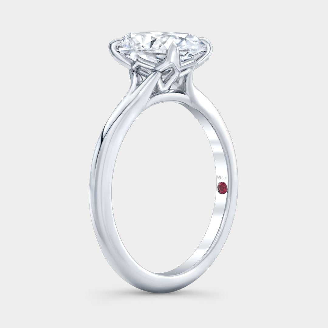 Oval Diamond Tulip Split Cathedral Solitaire Platinum Engagement Ring