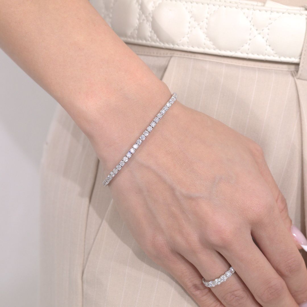 3ct Lab Grown Round Diamond White Gold Tennis Bracelet