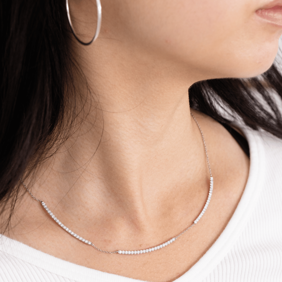 Bonnie's 3 Bar Diamond White Gold Choker Necklace