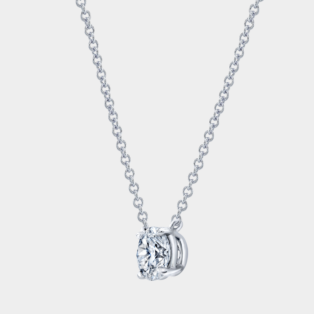 1.50ct Lab Grown Round Diamond 4 Prong Pendant Yellow Gold Necklace
