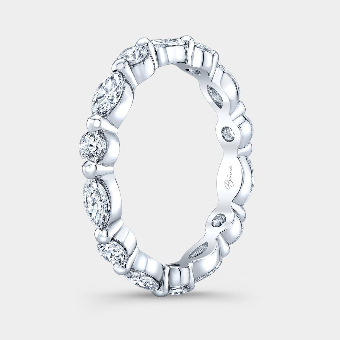 1.25ct Round And Marquise Shared Prong Diamond Platinum Eternity Band