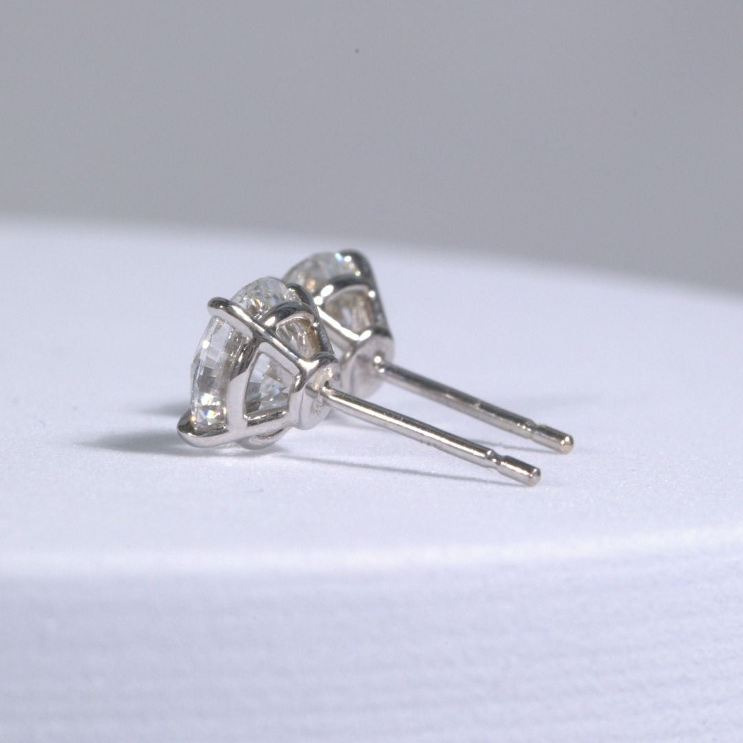 2ct Lab Grown Round Diamond 4 Prong Basket Stud Earrings