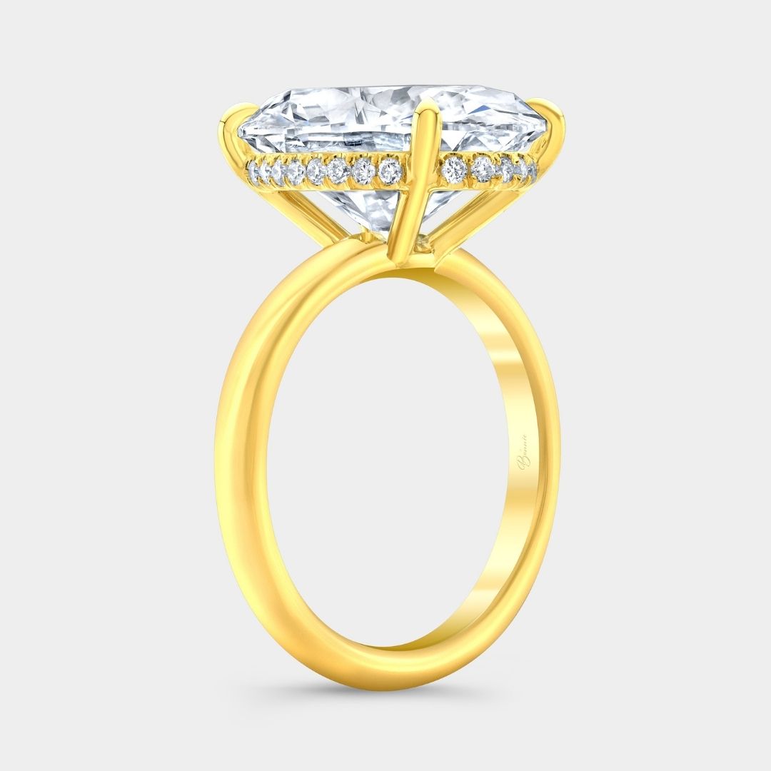 Oval Diamond Hidden Halo Solitaire Yellow Gold Engagement Ring