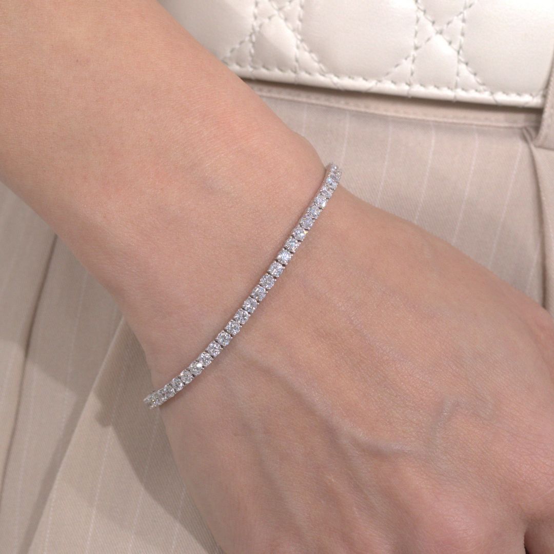 Round Diamond 2.50mm White Gold Tennis Bracelet