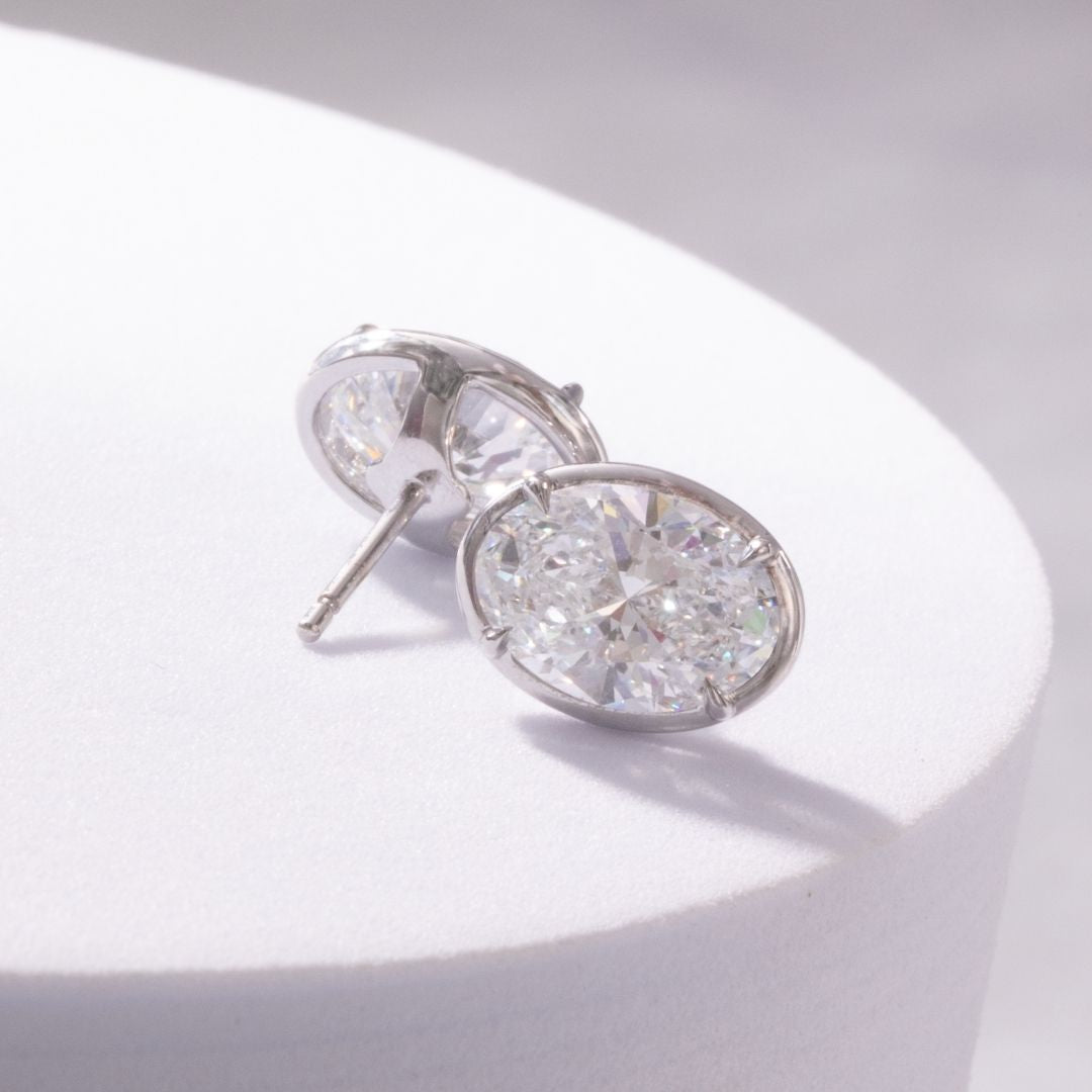 4ct Lab Grown Oval Diamond White Gold Stud Earrings