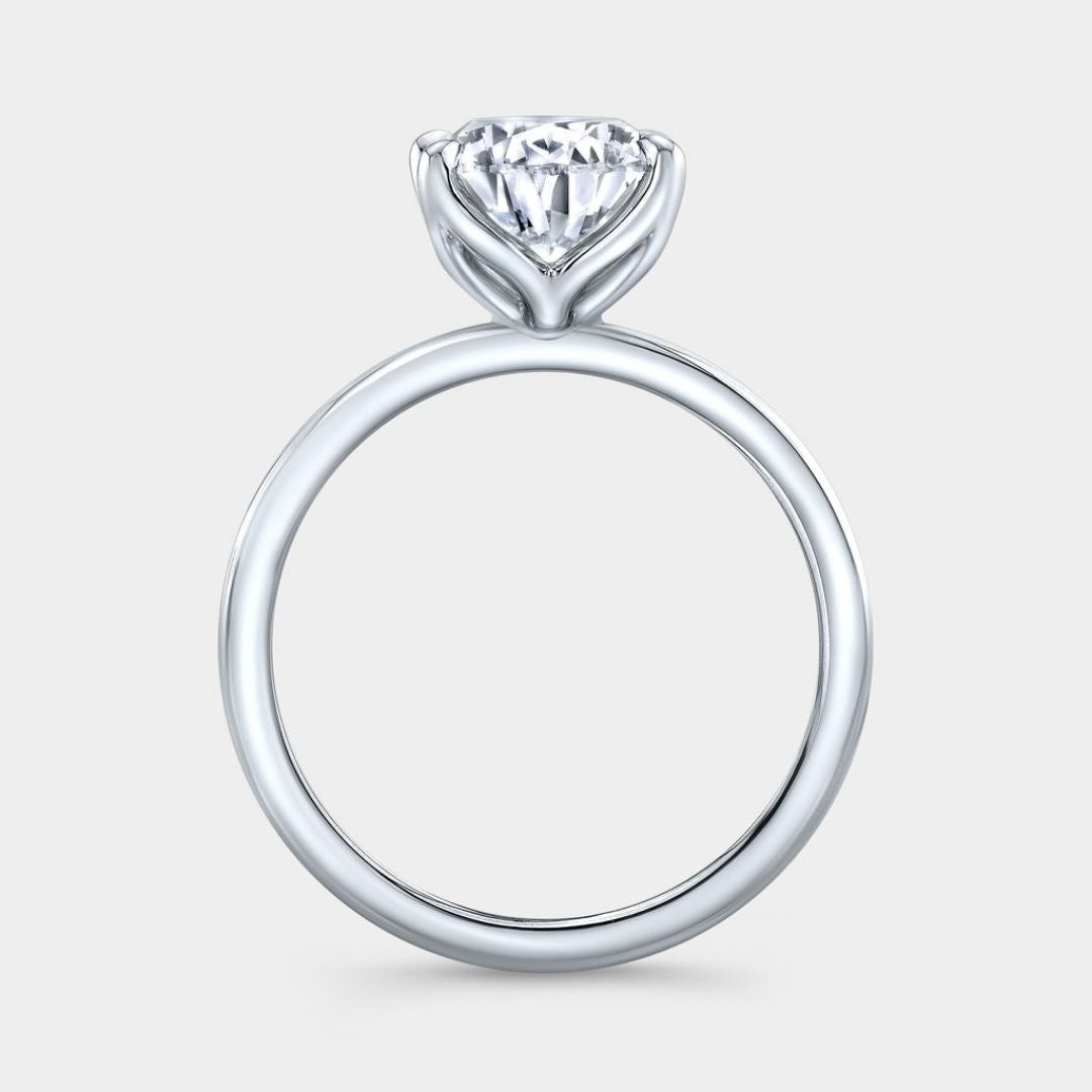 Pear Diamond Tulip Solitaire Platinum Engagement Ring