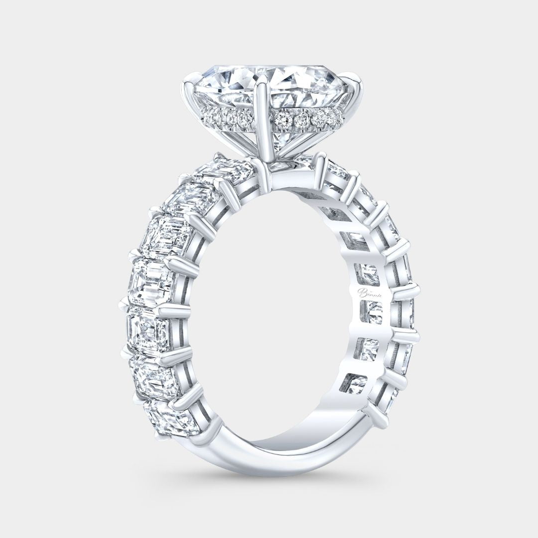 Pear Diamond Hidden Halo Double Gallery Platinum Engagement Ring