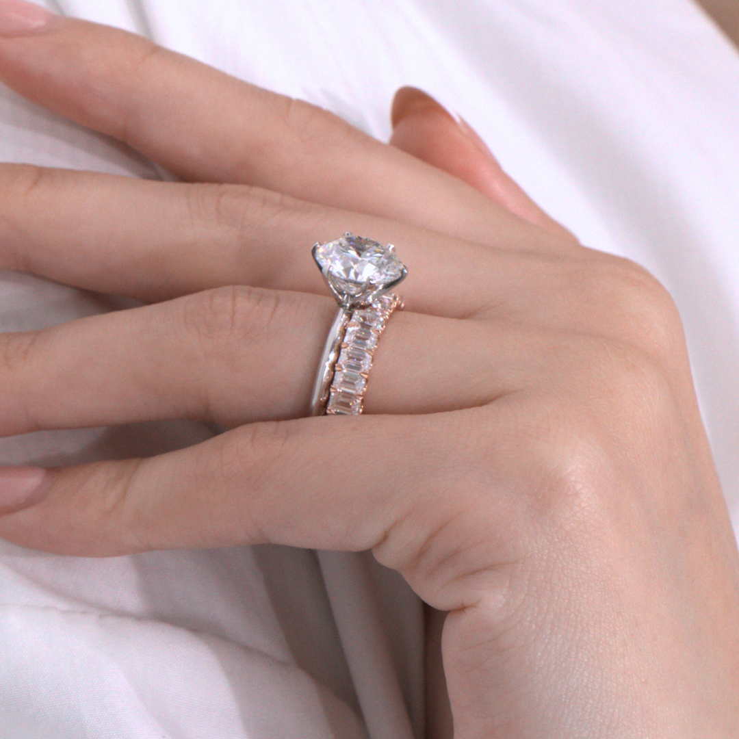 2ct Emerald Diamond Rose Gold Wedding Band – By Bonnie Jewelry