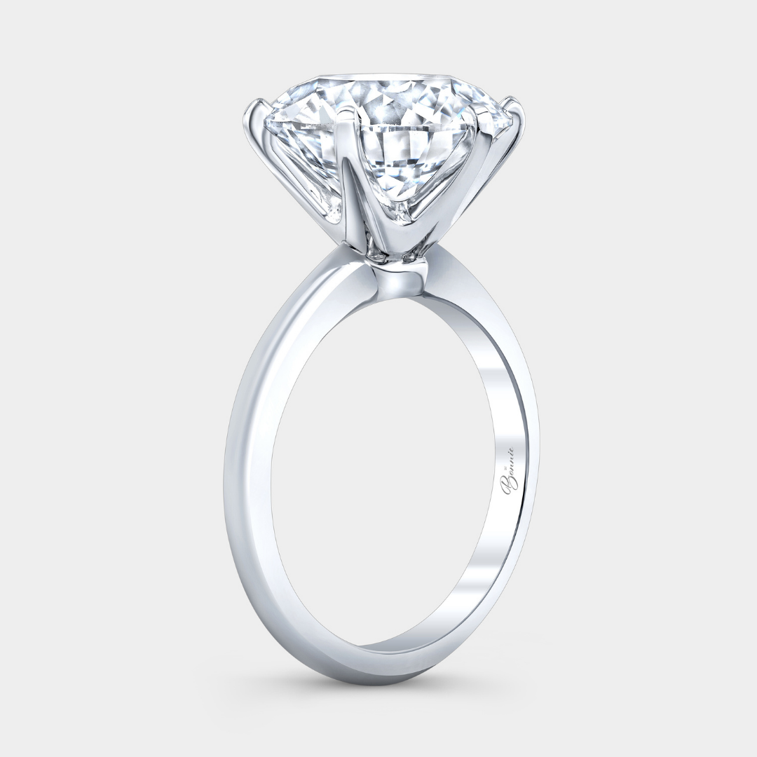 Round Diamond 6 Prong Knife Edge Solitaire Platinum Engagement Ring, view 2