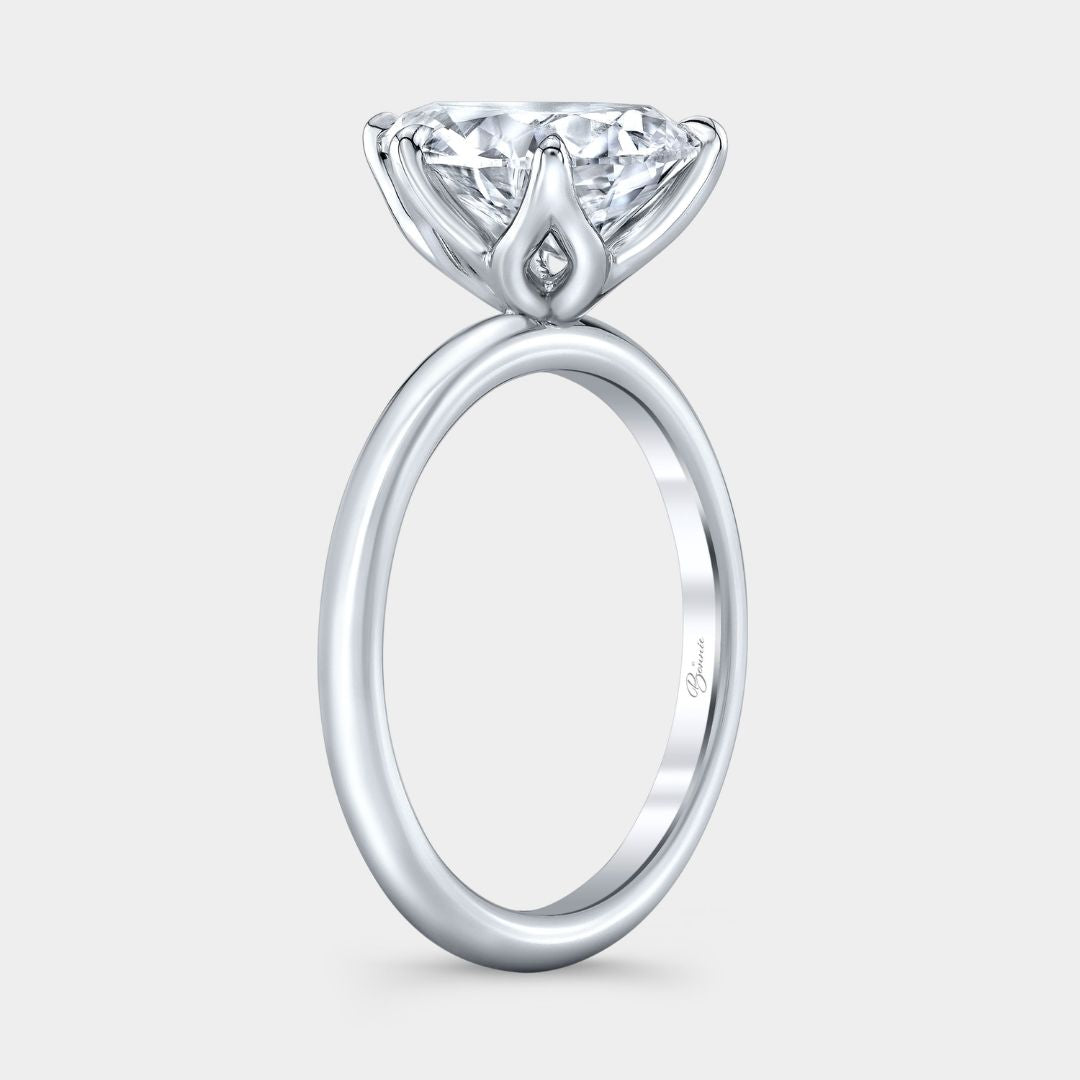 Pear Shape Diamond Tulip Basket Solitaire Platinum Engagement Ring