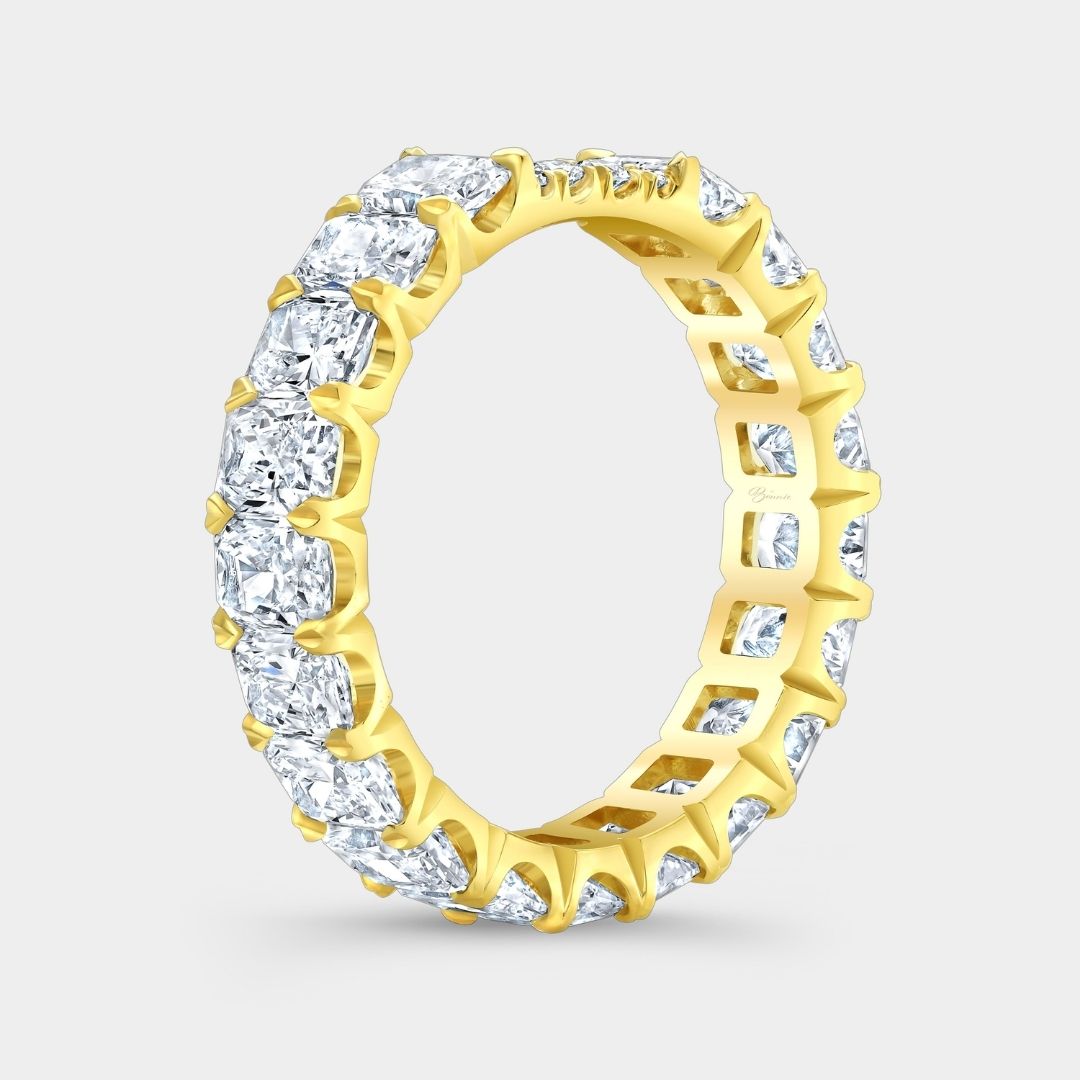 4ct Radiant Diamond Ribbon Contour Eternity Wedding Band Yellow Gold