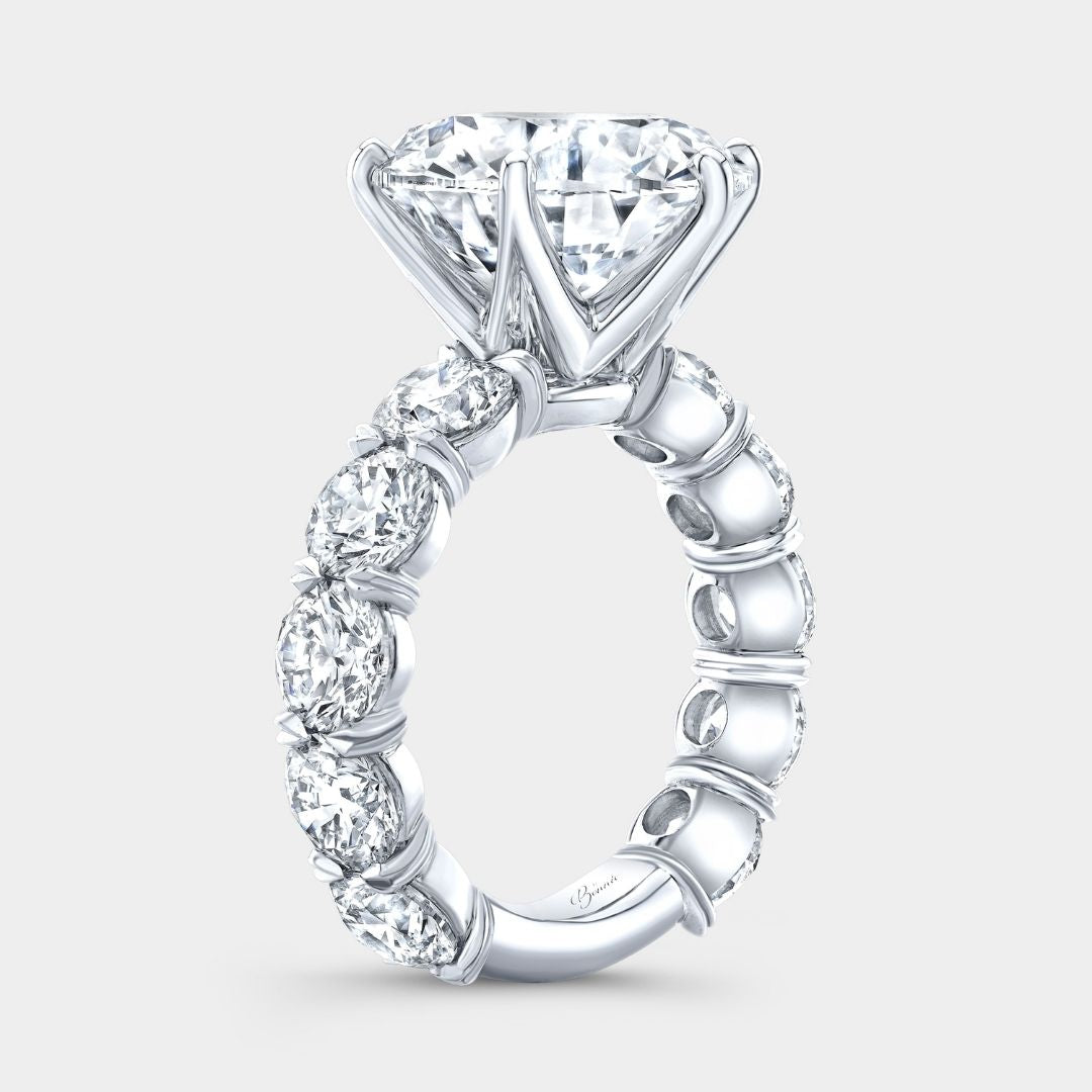 Round Diamond Victoria Shared Prong Platinum Engagement Ring