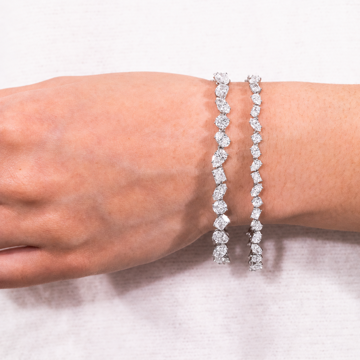 7ct Lab Grown Multi Shape Diamond Tennis Bracelet White Gold