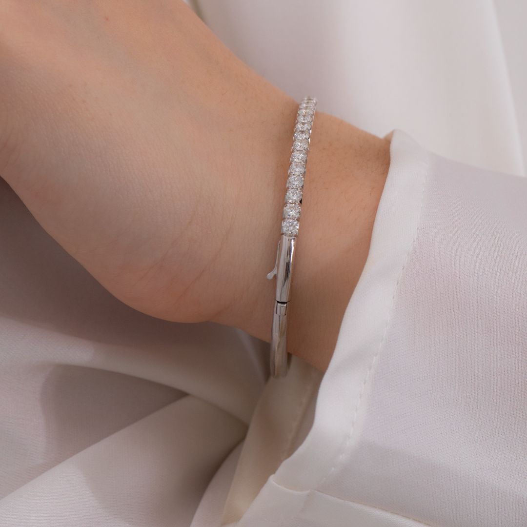 2ct Natural Round Diamond French Pave Bangle