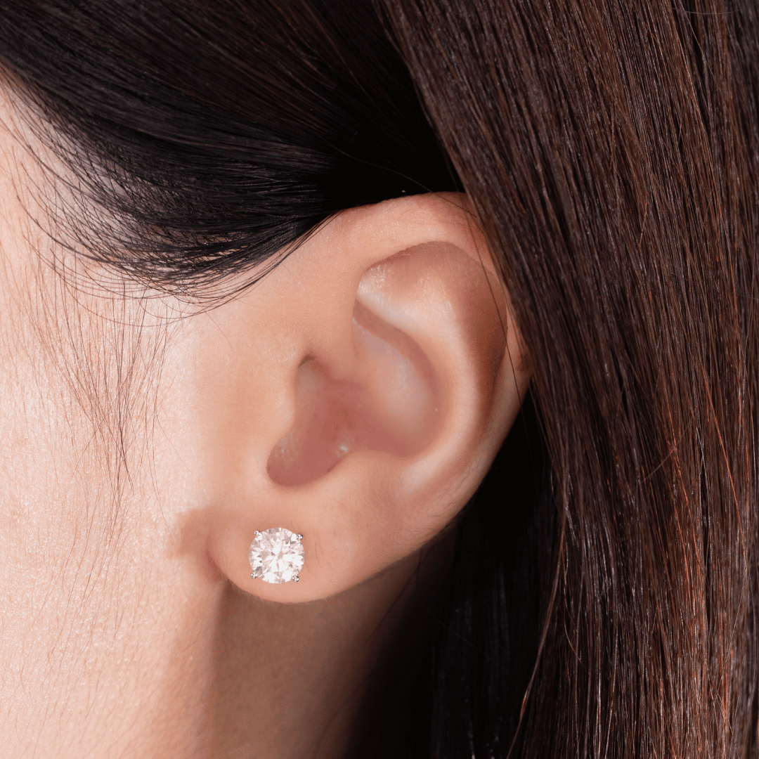 2ct Lab Grown Round Diamond Basket White Gold Stud Earrings
