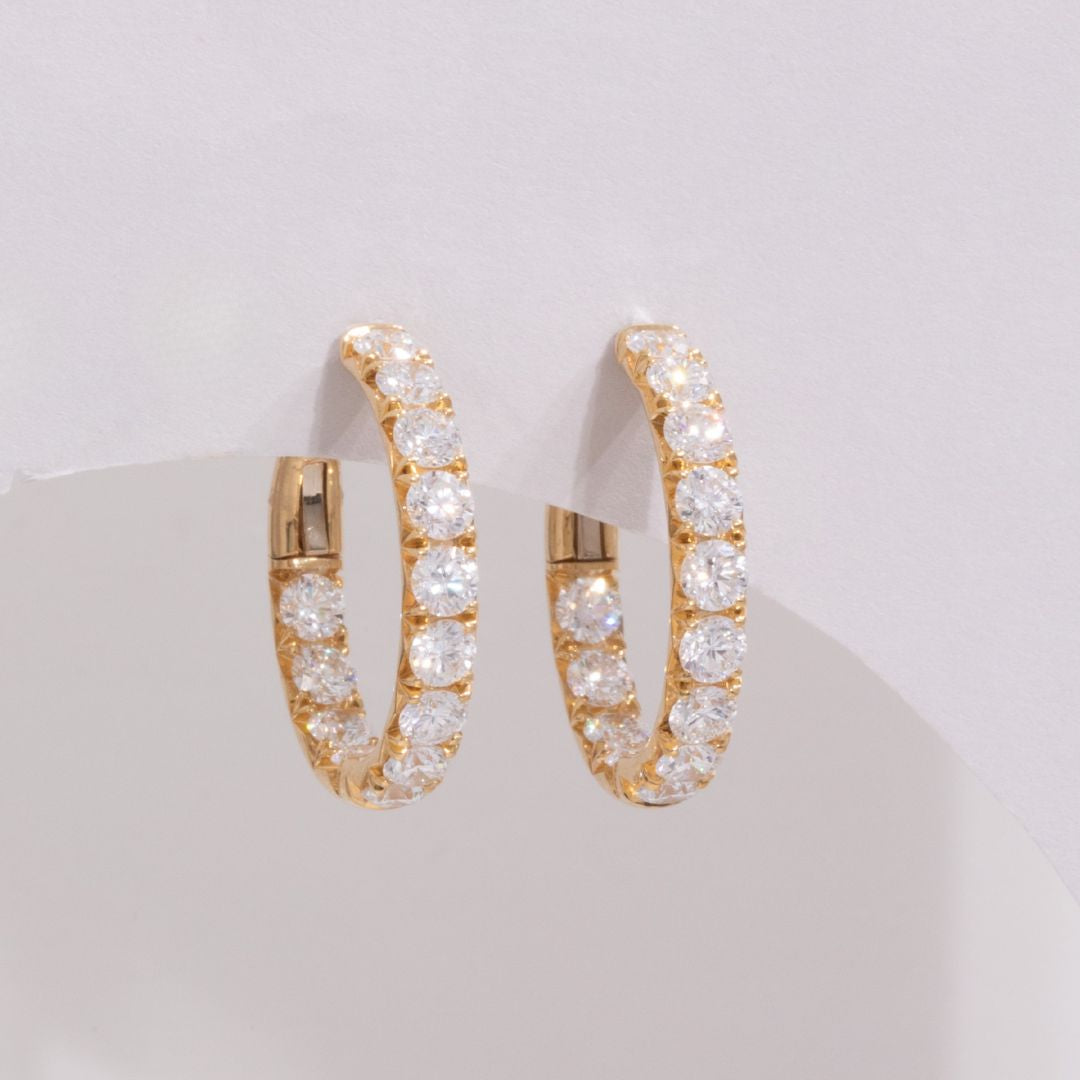 1 Inch Large Lab Diamond French Pave Hoop Earrings