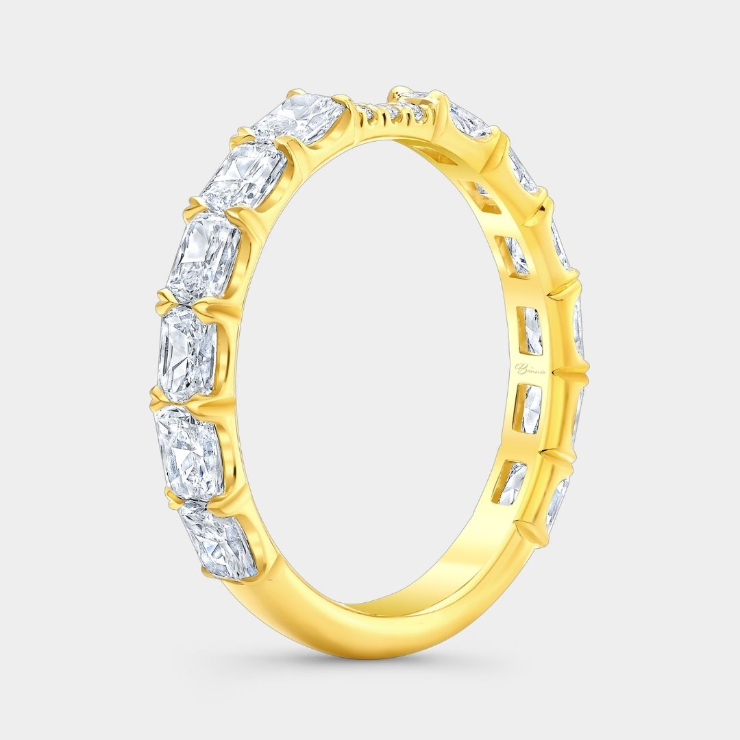 Radiant Diamond Chloe East West Wedding Band Yellow Gold