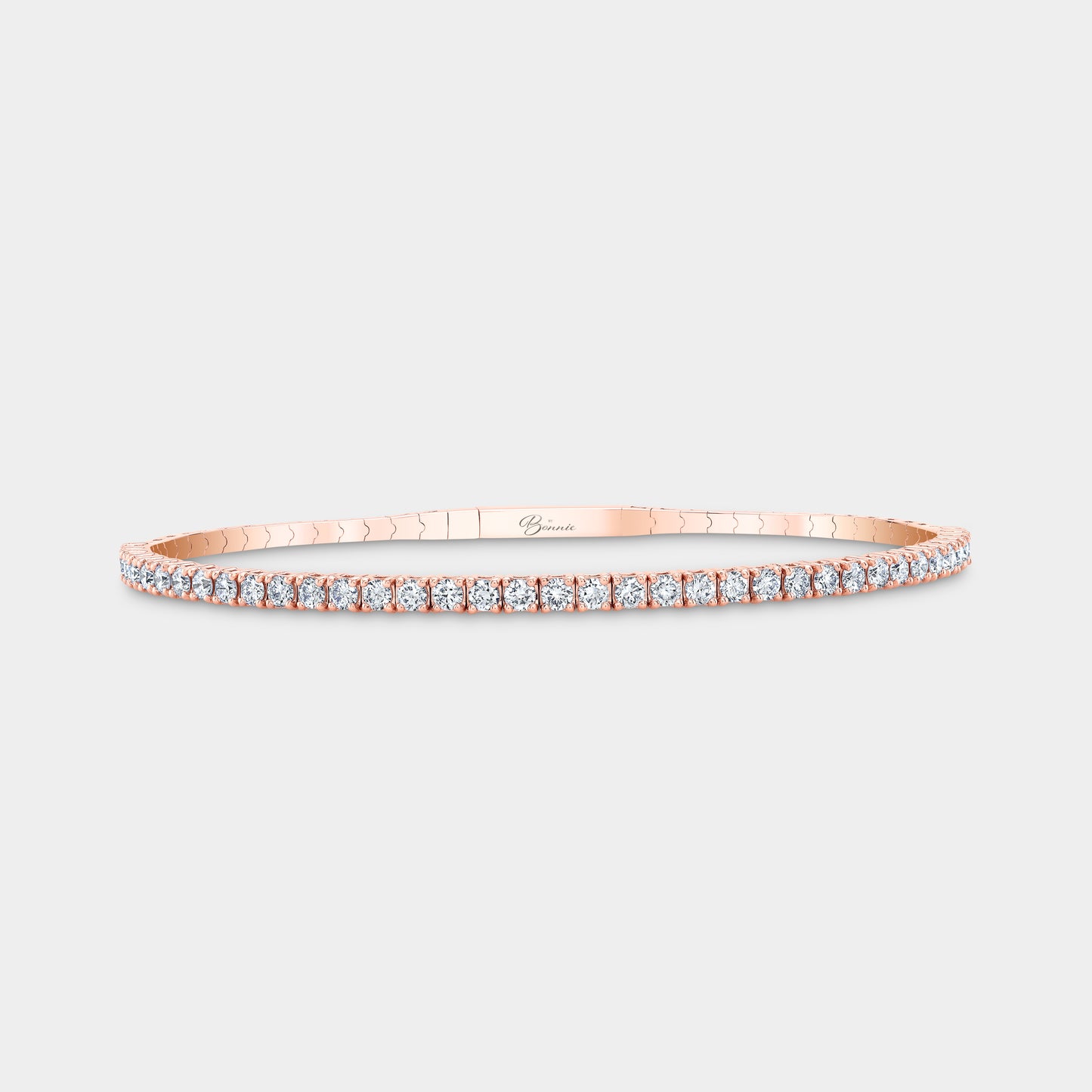 1.30ct Lab Grown Round Diamond Rose Gold Flexible Bangle