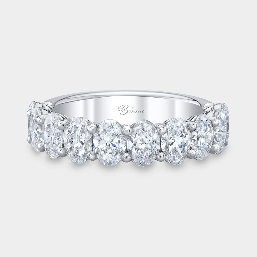 2 carat oval diamond platinum double gallery 4.80mm anniversary half band