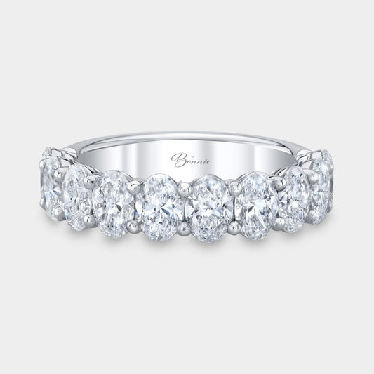 2 carat oval diamond platinum double gallery 4.80mm anniversary half band