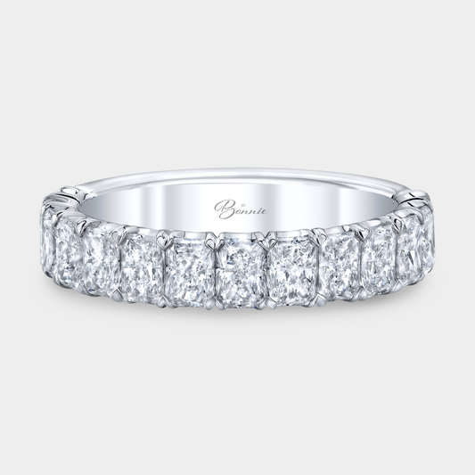 2 carat radiant diamond Chloe 3.80mm platinum wedding band