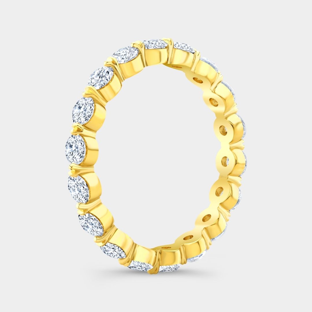 1.50ct Round Diamond Floating Diana Single Prong Yellow Gold 2.80mm Wedding Band