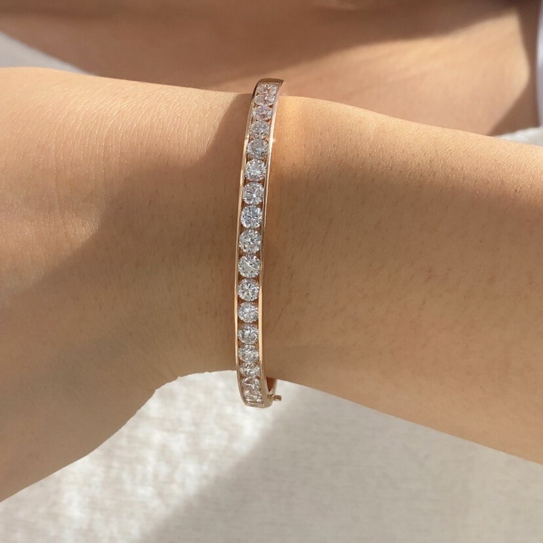 4ct Lab Diamond Rose Gold Channel Set Bangle