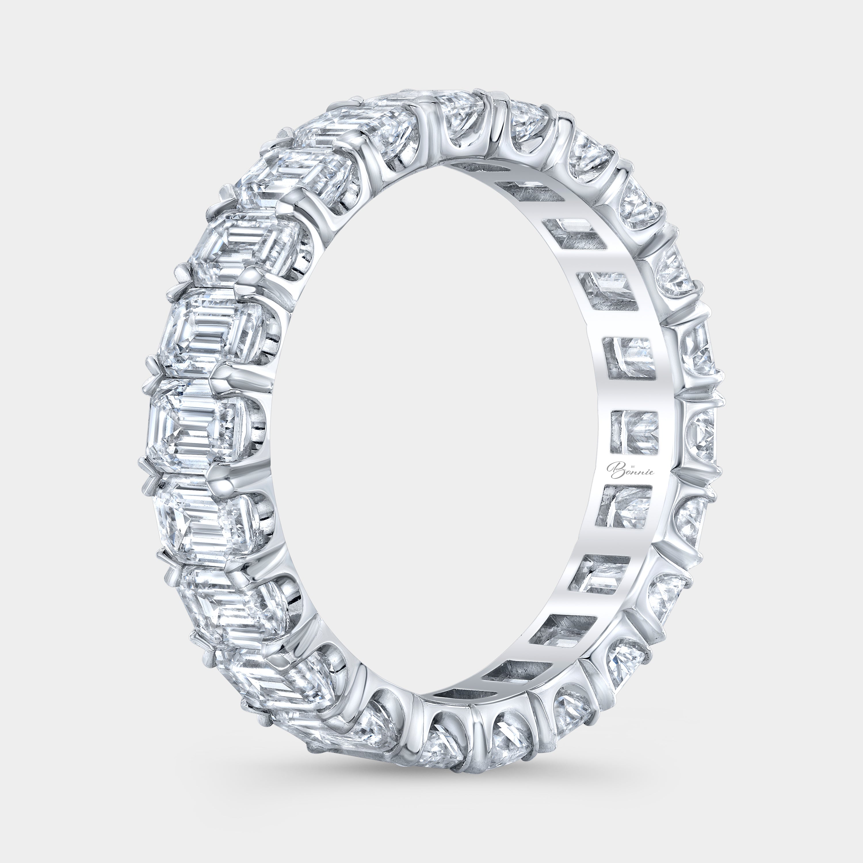4.25ct Emerald Diamond Extra Low Profile Chloe Platinum Eternity