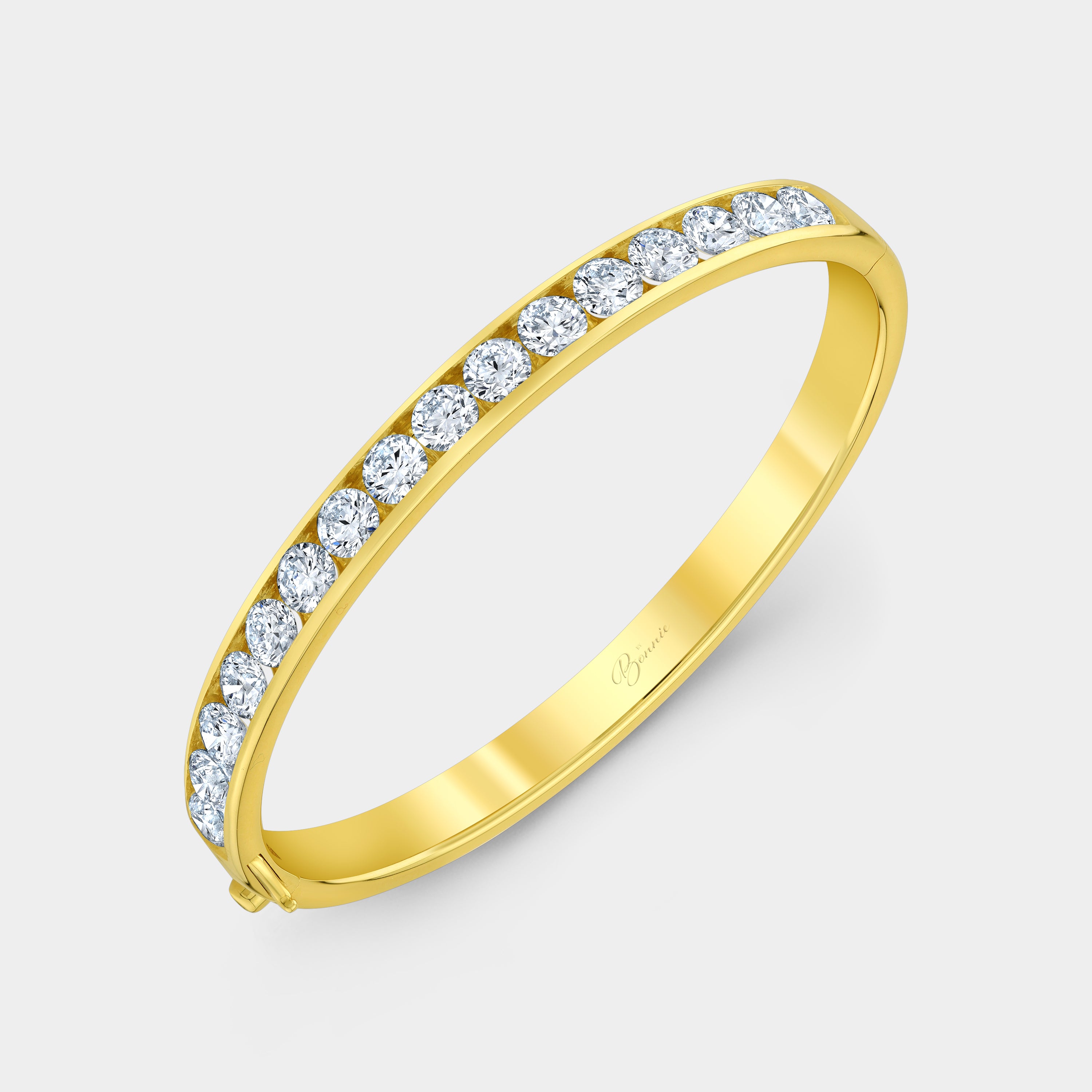 5.25ct Round Lab Grown Diamond Channel Set Bangle Yellow Gold – By