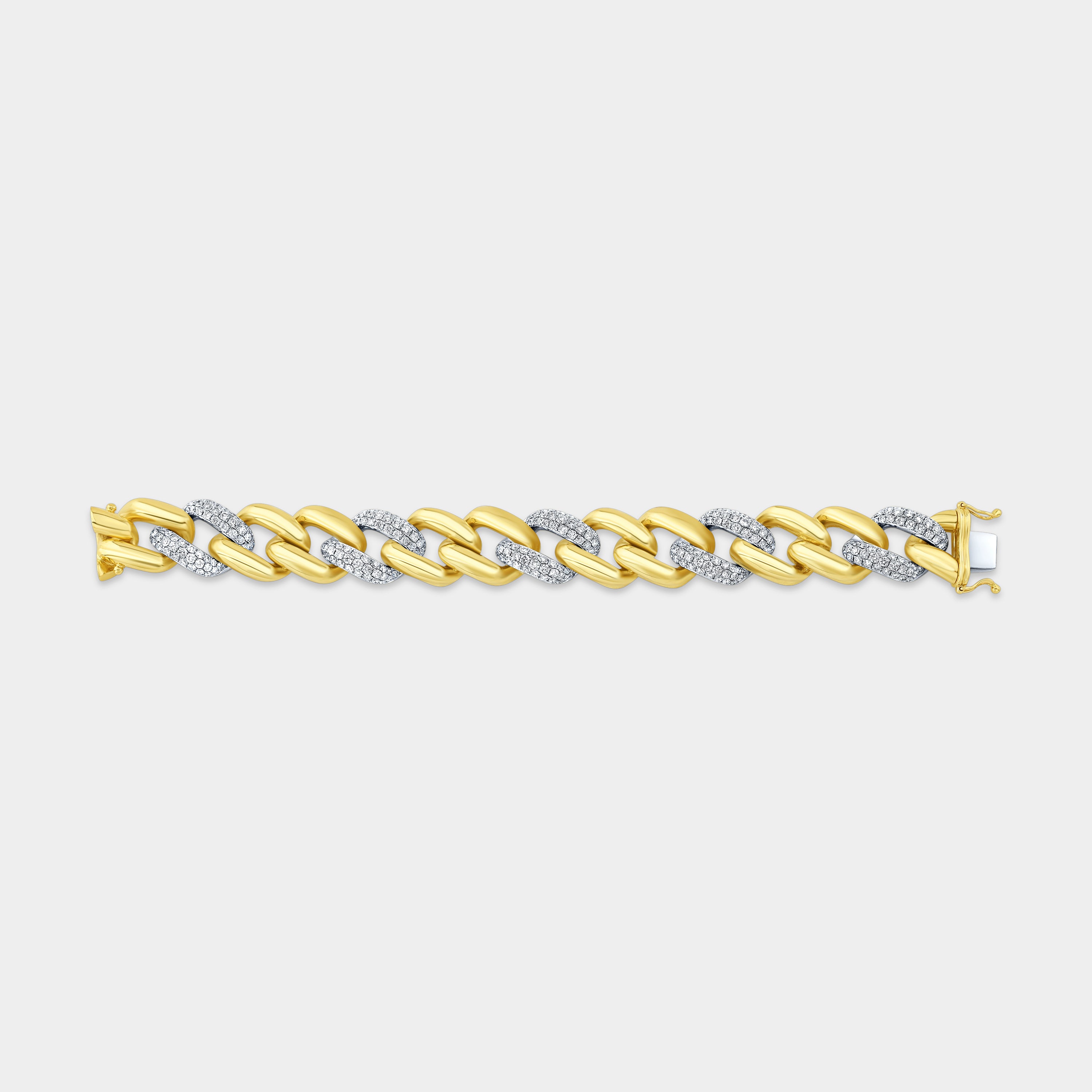 6ct Bonnie's Alternating Yellow Gold and Pave Diamond Cuban Chain