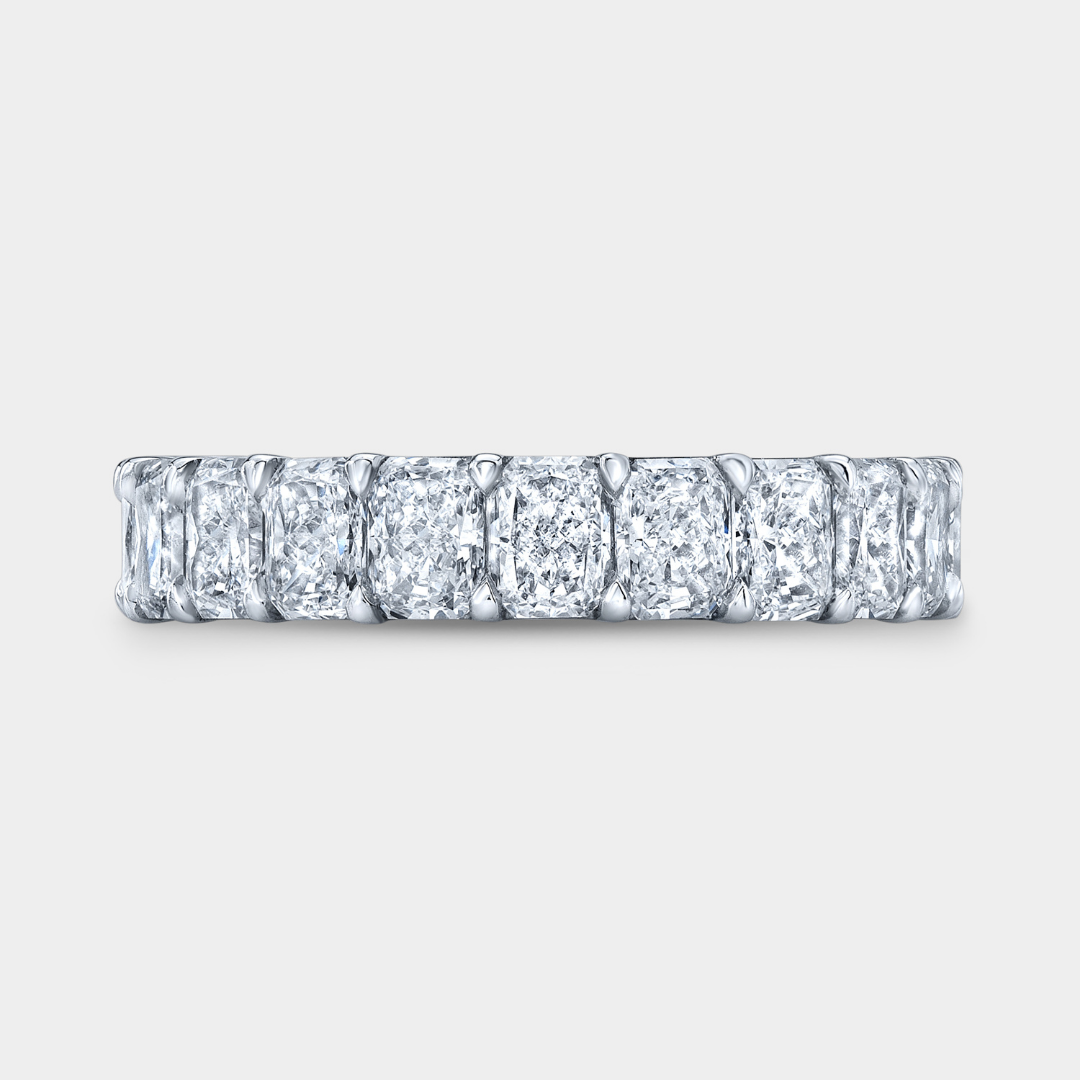 3.25ct lab grown radiant diamond 4.30mm platinum wedding band
