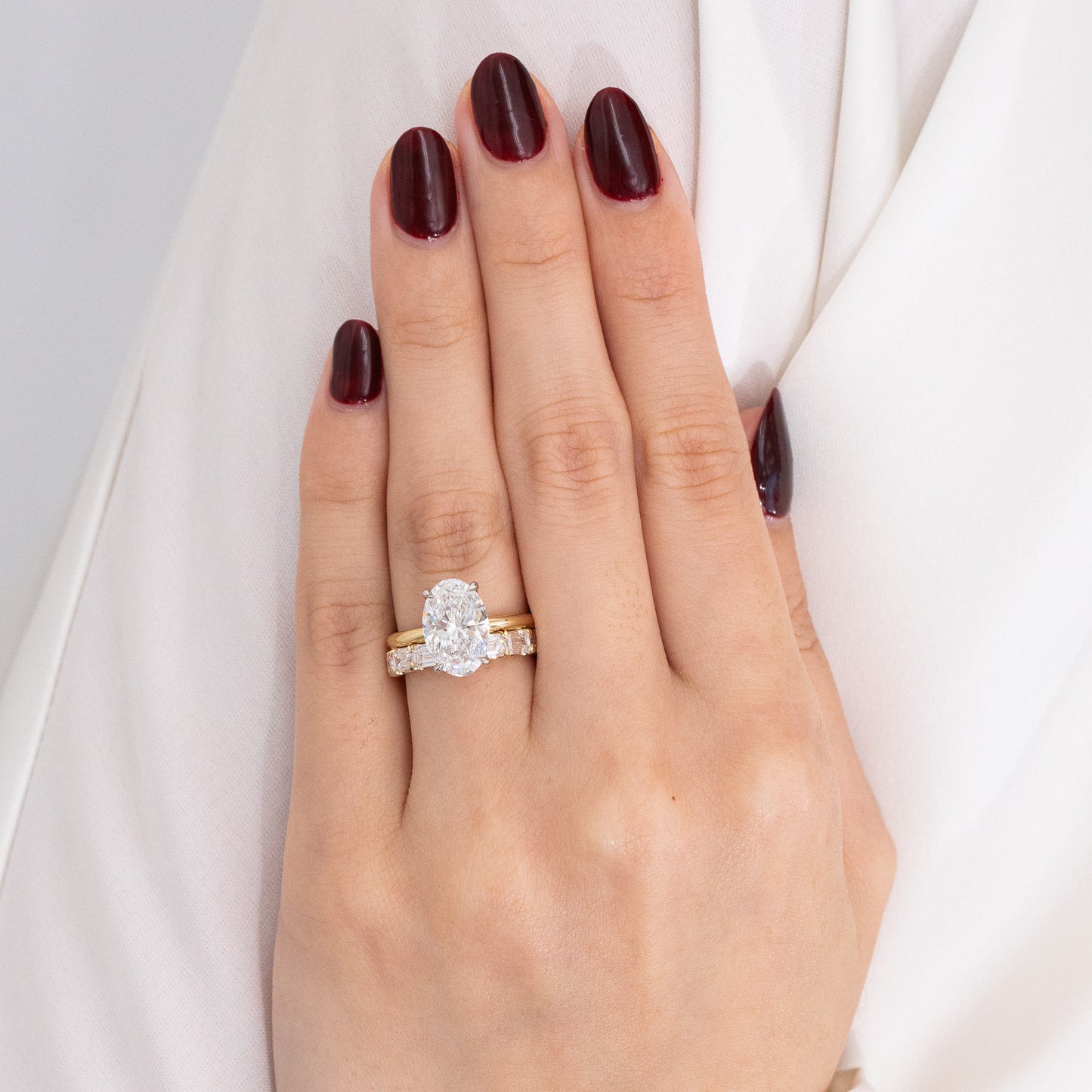 2.50ct Emerald Cut Diamond East West Chloe 3.00mm 14K Yellow Gold Wedding Band