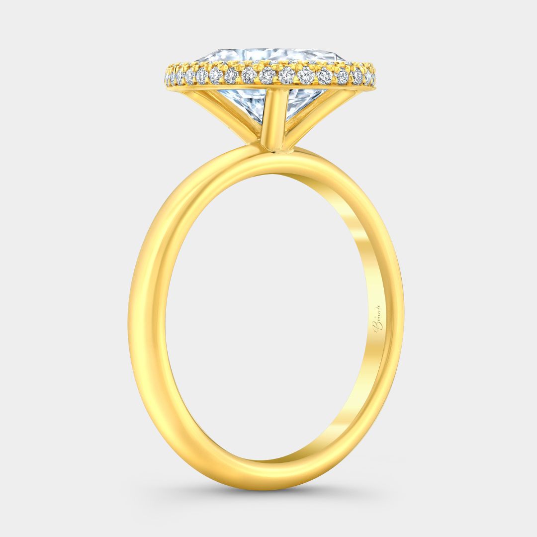 2.06ct Lab Grown Oval Diamond Delicate Halo Solitaire Yellow Gold And Platinum Engagement Ring