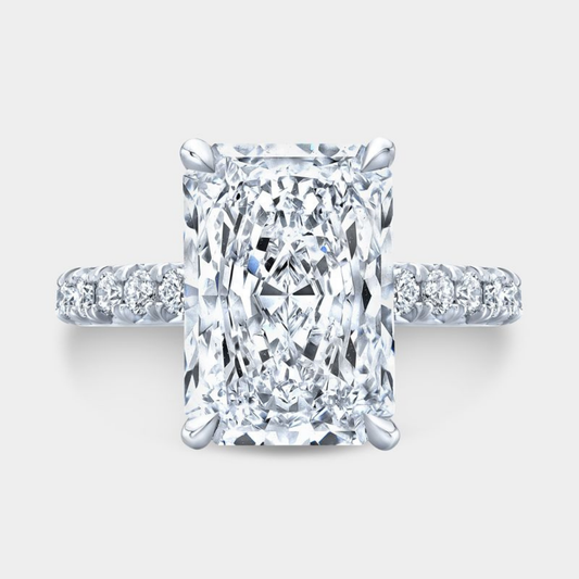 Radiant Diamond 3/4 Way French Pave Platinum Engagement Ring