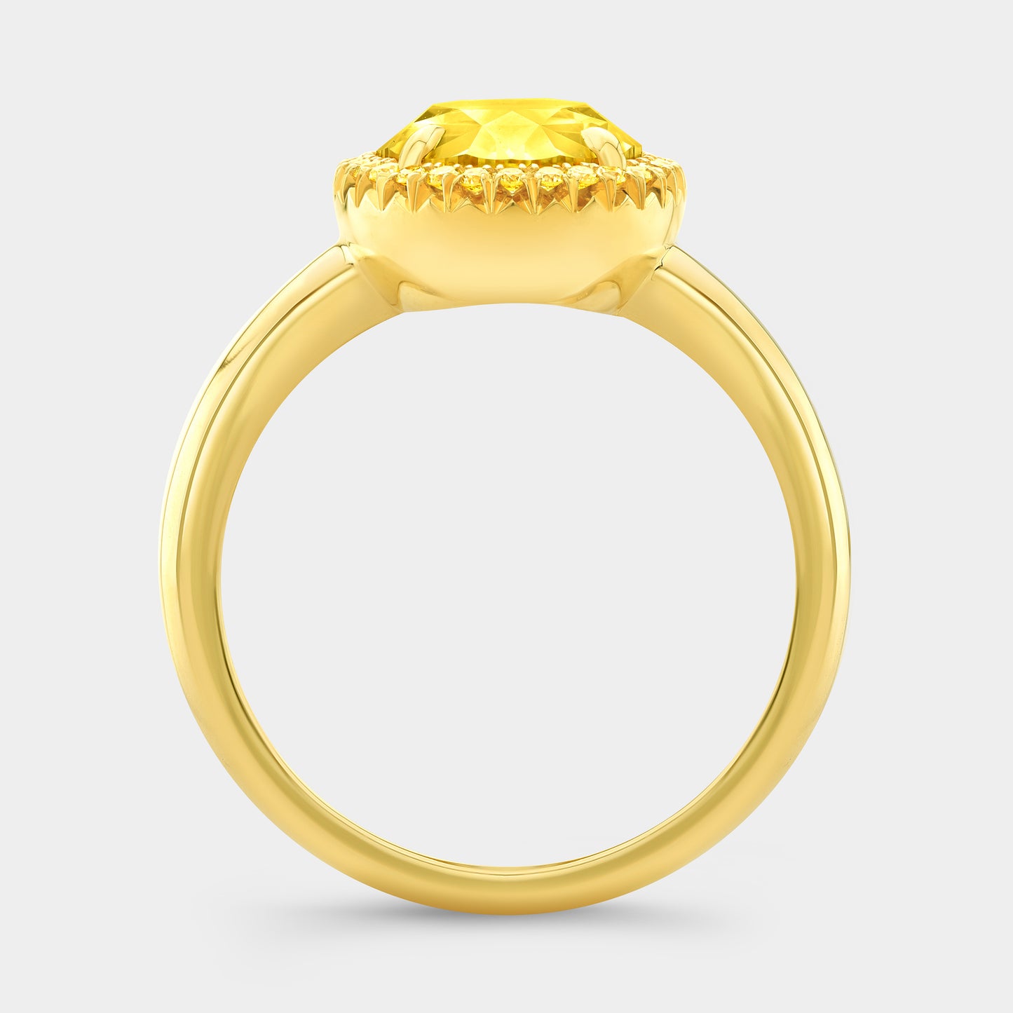 3ct Oval Yellow Diamond Yellow Gold Solitaire Wide Band Engagement Ring