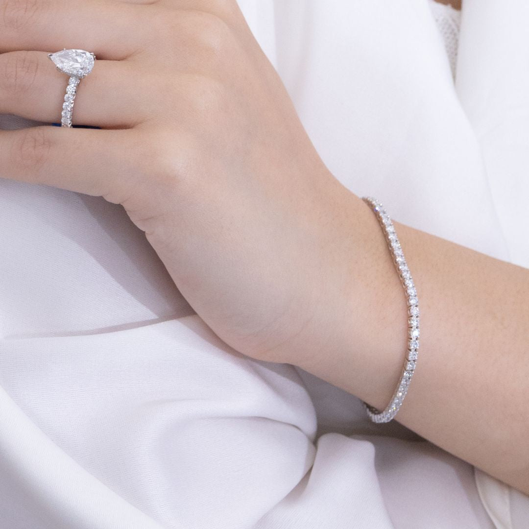 3ct Lab Grown Round Diamond White Gold 2.50mm Tennis Bracelet