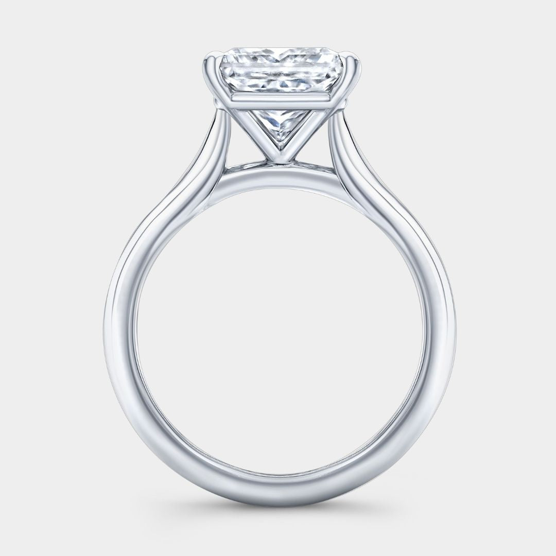 Princess Diamond Tapered Cathedral Knife Edge Solitaire Platinum Engagement Ring