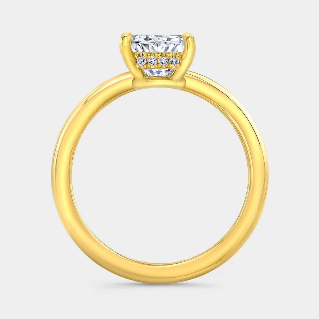 2ct Emerald Diamond Hidden Halo Yellow Gold Solitaire Engagement Ring