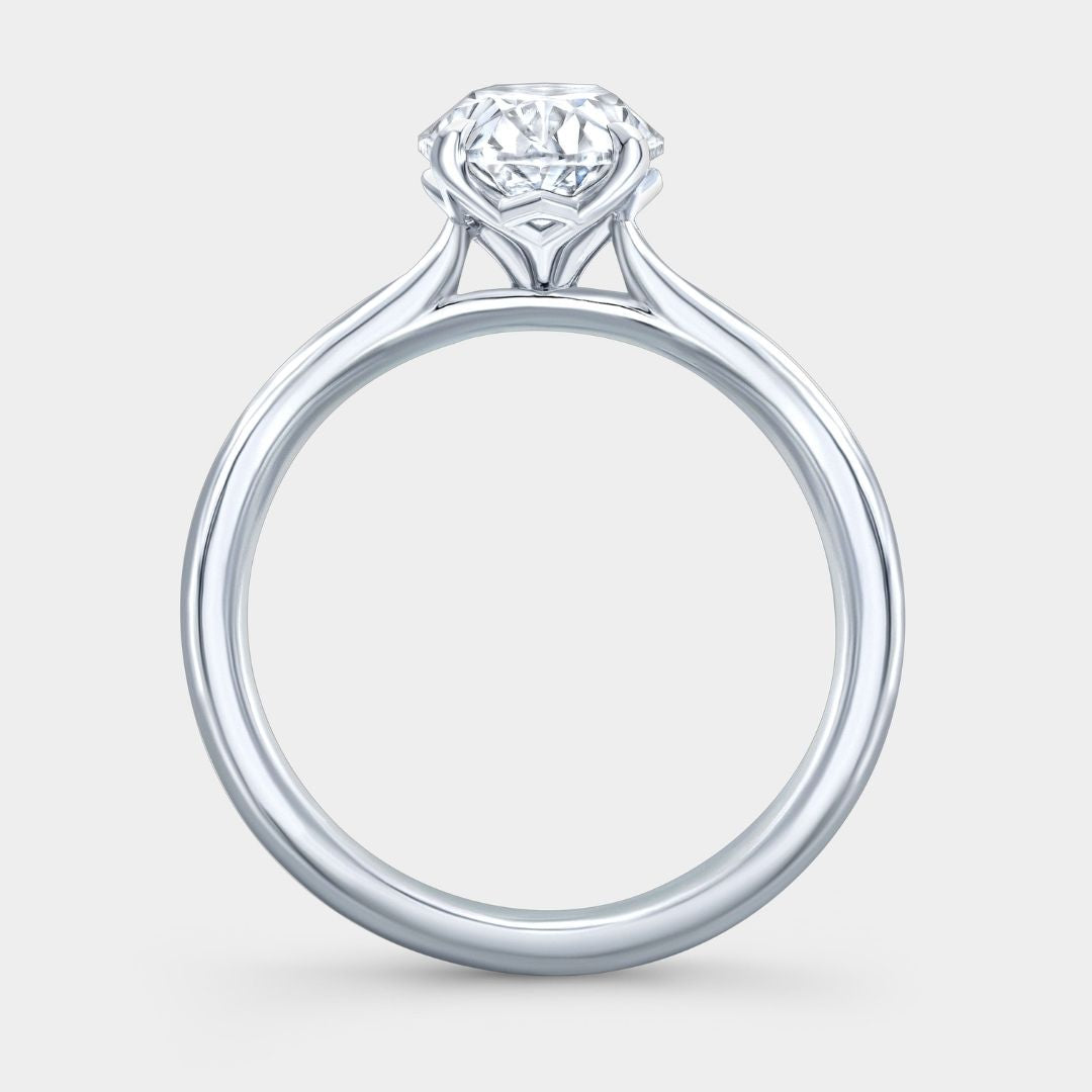 Oval Diamond Tulip Split Cathedral Solitaire Platinum Engagement Ring