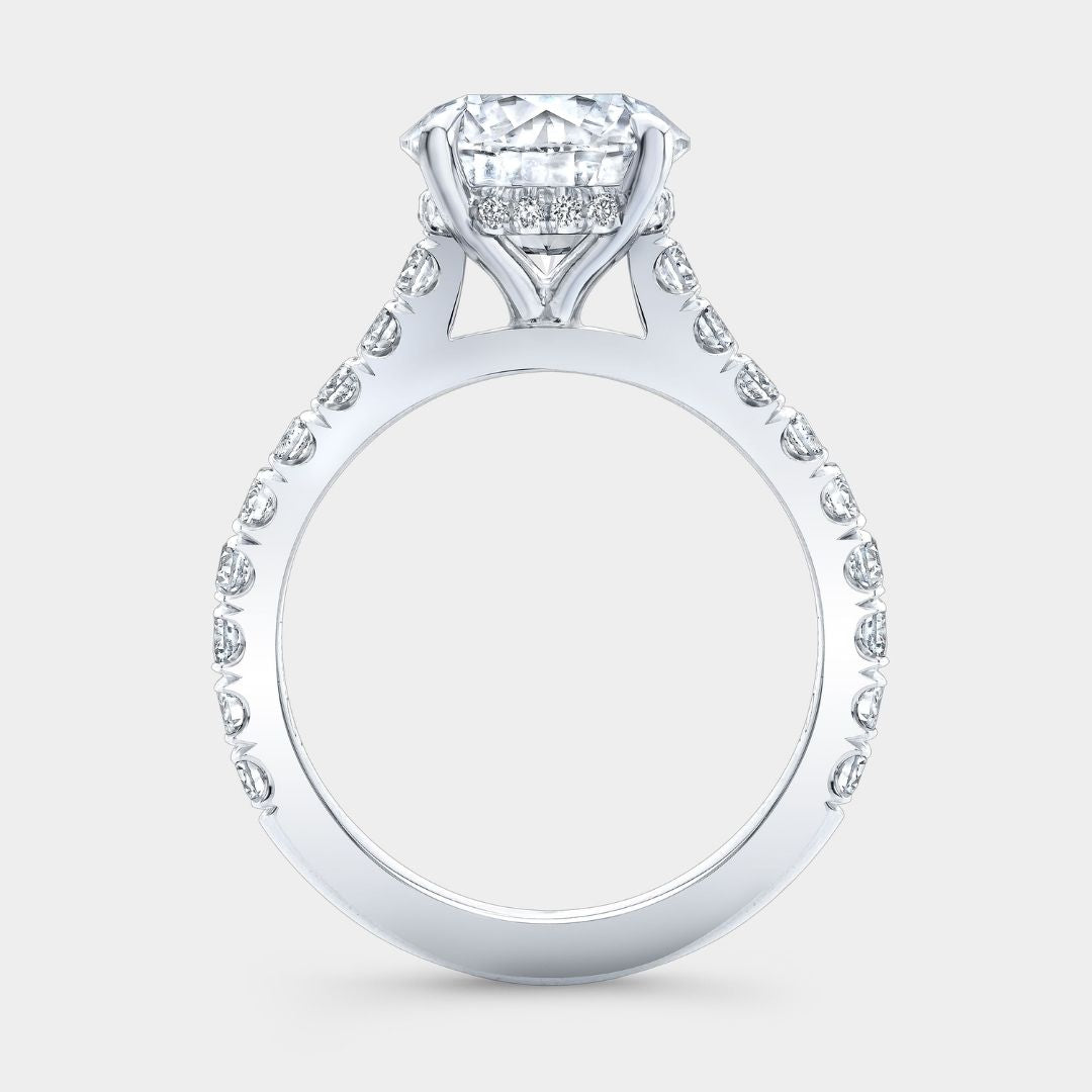 Round Diamond Hidden Halo Cathedral U Pave Platinum Engagement Ring